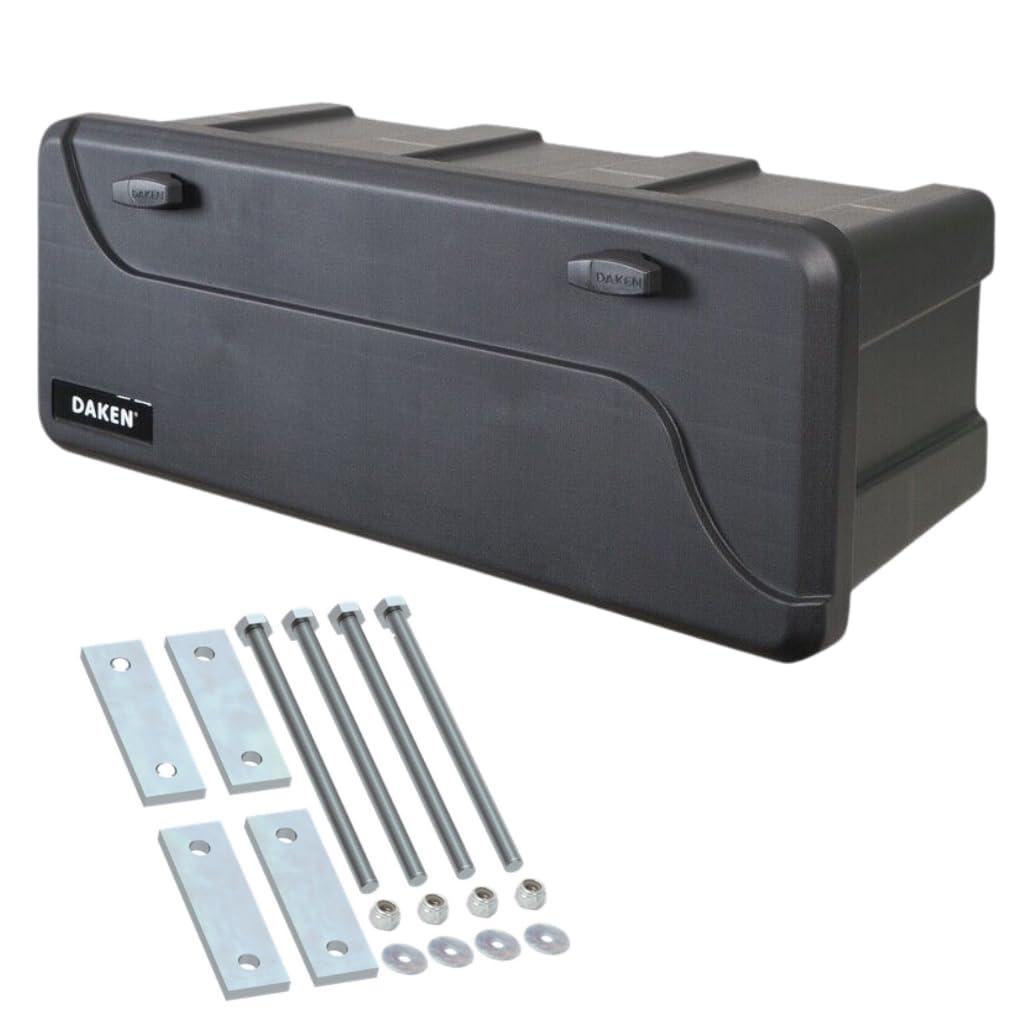 DAKEN Blackit L - 750 x 300 x 355 mm, Deichselbox mit 2 Schlösser, Werkzeugkasten für Anhänger Stauk