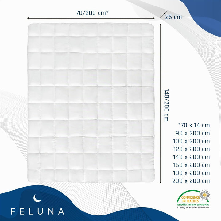 Feluna Mikrofaser Matratzen-Topper gepolsterter Matratzen-Auflage - Matratzenschoner Unterbett Micro