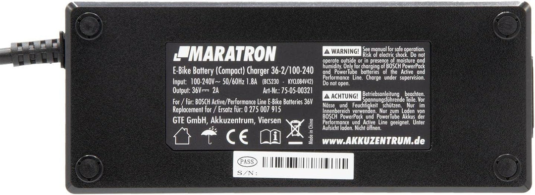 E-Bike Kompakt-Ladegerät 36-2/100-240 für Bosch Active/Performance Line (0275007915) von MARATRON (2