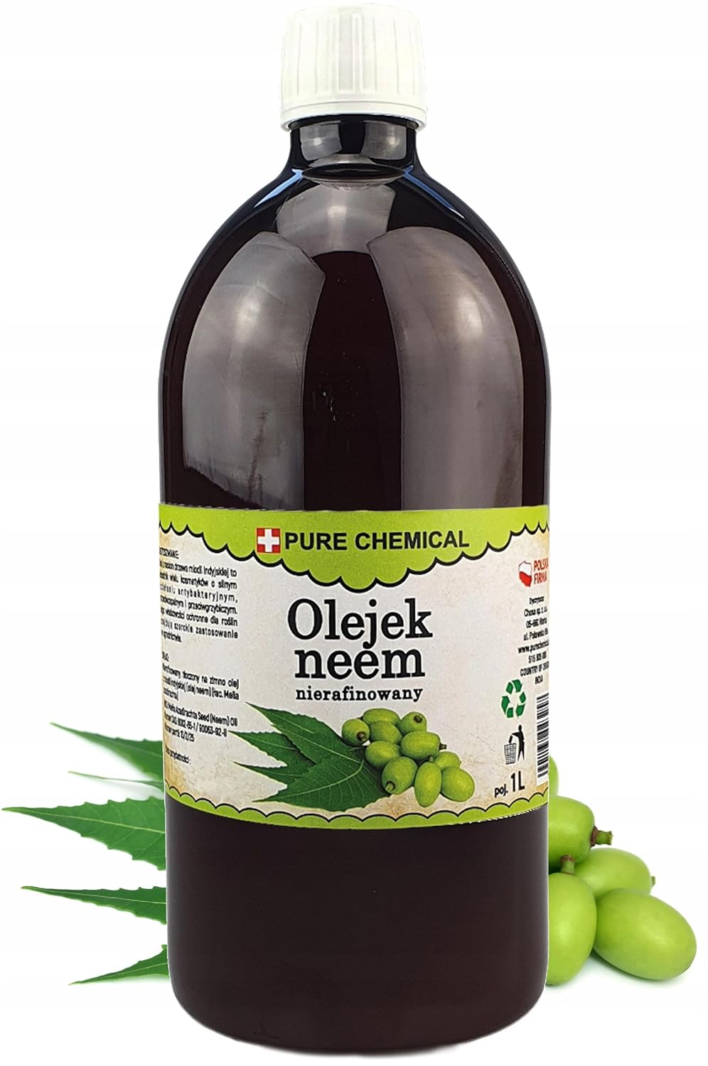 CHOSA Reines Neemöl Kaltgepresst Unraffiniert 1 l - 100% Rein Neem Öl Haare und Körper für alle Haut