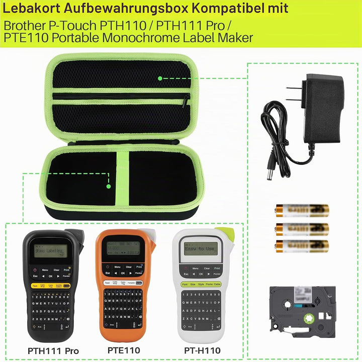 Hart Schutz Hülle Etui Tasche für Brother P-Touch PTH110 Monochrom Beschriftungsgerät (Schwarz + Ora