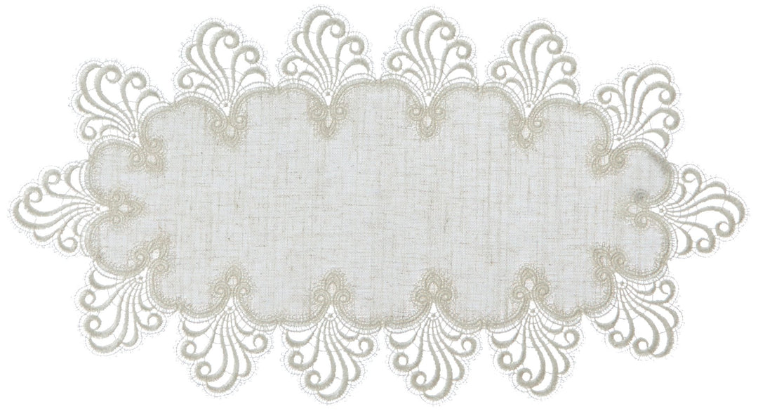 Plauener Spitze by Modespitze 3086L_11_3060 Tischdecke Nizza L, Grösse 30 x 60 cm, oval 60 x 30 cm (