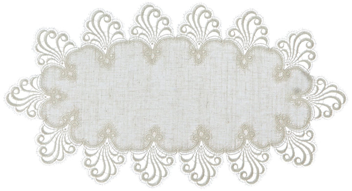 Plauener Spitze by Modespitze 3086L_11_3060 Tischdecke Nizza L, Grösse 30 x 60 cm, oval 60 x 30 cm (