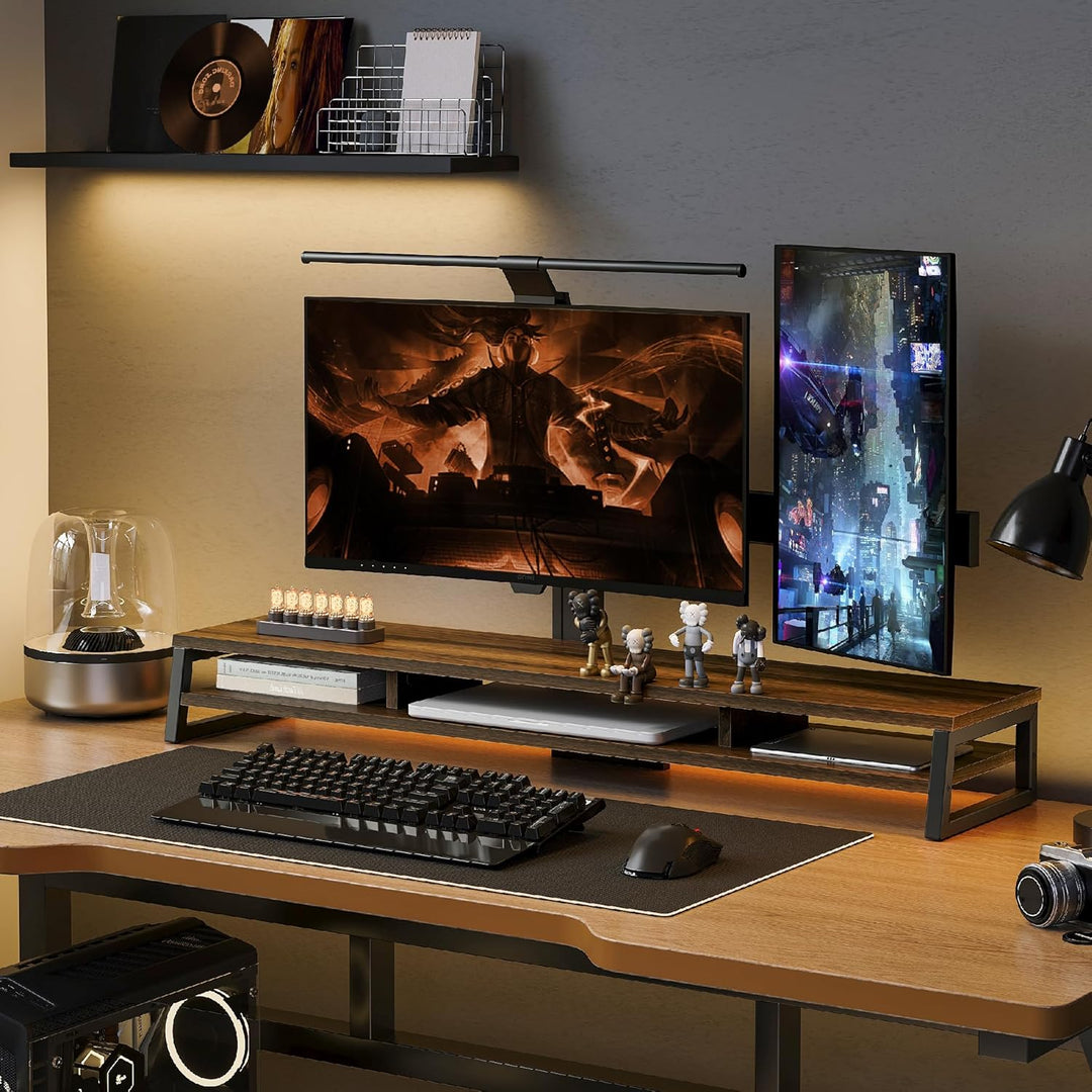 Fenge Dual Monitorständer Riser 108cm Grosse Computer Bildschirmständer für PC/Laptop/Fax/Drucker/TV