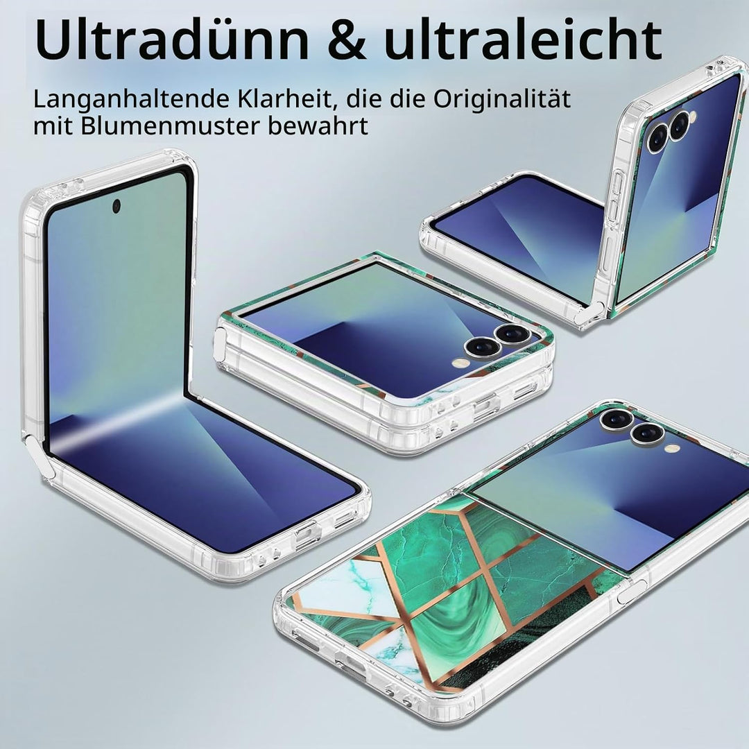 Handyhülle für Samsung Galaxy Z Flip 7 Hülle Silikon Dünn Slim Marmor Bunt Muster Motiv Z Flip7 Hand