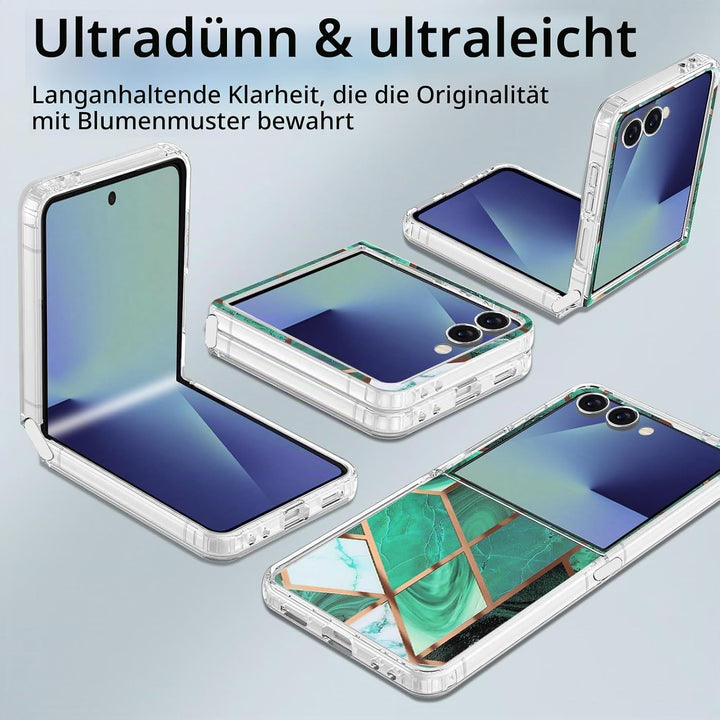 Handyhülle für Samsung Galaxy Z Flip 7 Hülle Silikon Dünn Slim Marmor Bunt Muster Motiv Z Flip7 Hand