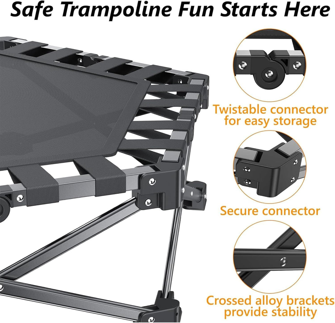 42" Faltbares Rebounder-Trampolin mit verstellbarem Griff, Fitness-Trampolin, Bungee-Rebounder, Jump