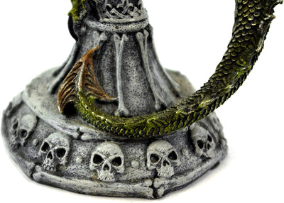 GeKi Trend Drachen Figur Kerzenständer Totenkopf mit Kerze Fantasy Gothic Dekofigur 26 cm gross