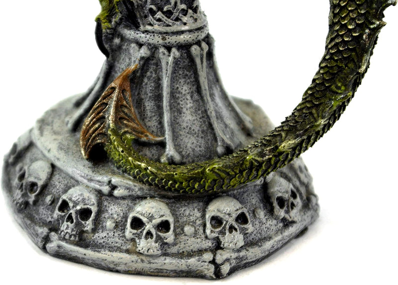 GeKi Trend Drachen Figur Kerzenständer Totenkopf mit Kerze Fantasy Gothic Dekofigur 26 cm gross