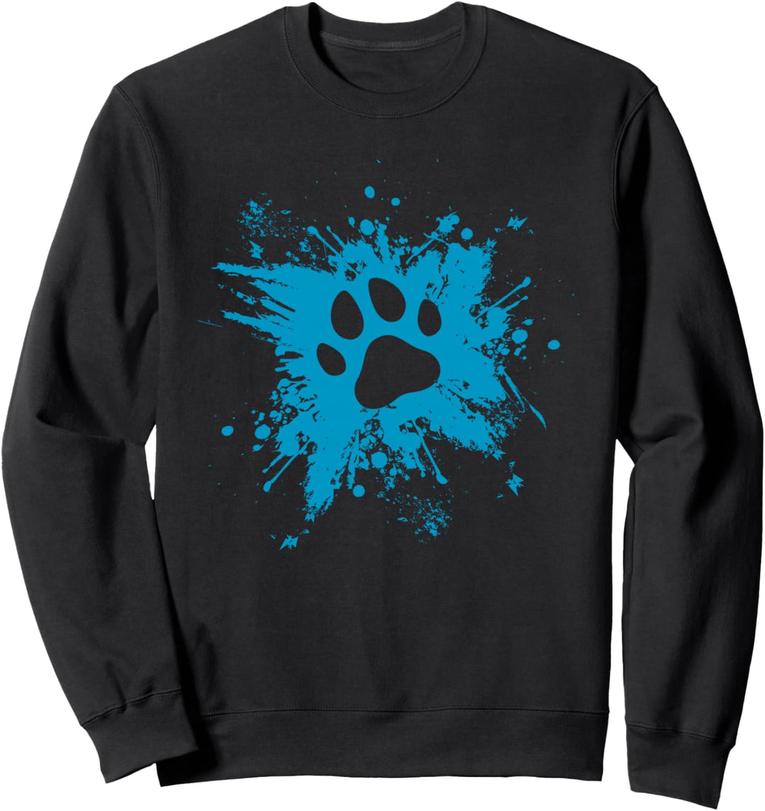 Hunde Pfotenabdruck Farbklecks Sweatshirt