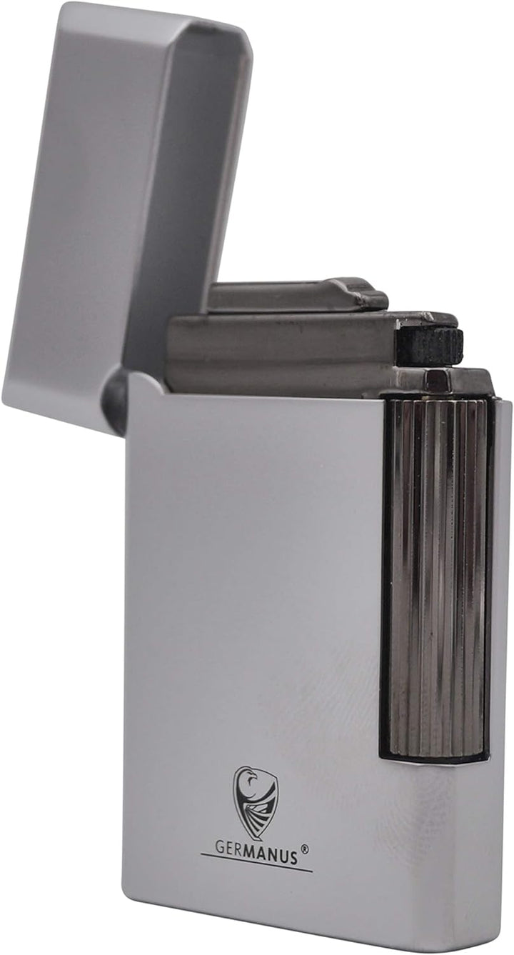 GERMANUS Feuerzeug, Vollmetall, Silber, Das Robuste