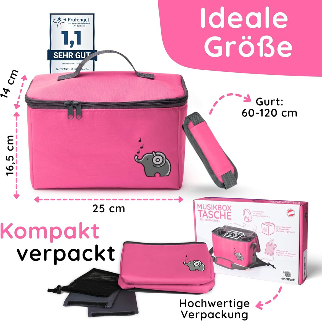fantifant Musikbox Tasche für Toniebox und Tigerbox [ + Netzbeutel ] FLEXIBLE TRANSPORTTASCHE FÜR TI