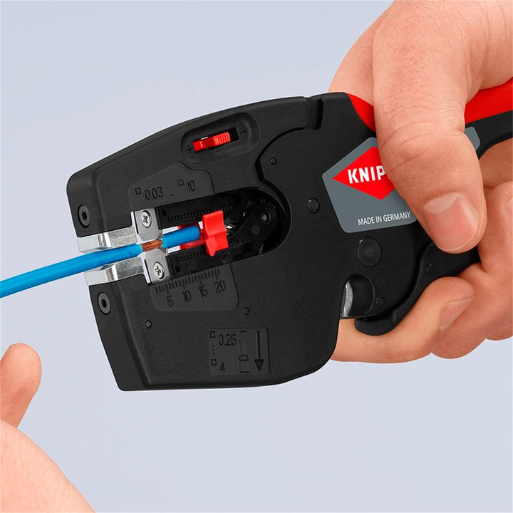KNIPEX NexStrip Automatische Abisolierzange 0,03 – 10mm², mit Crimpfunktion Aderendhülsen bis 4mm²,