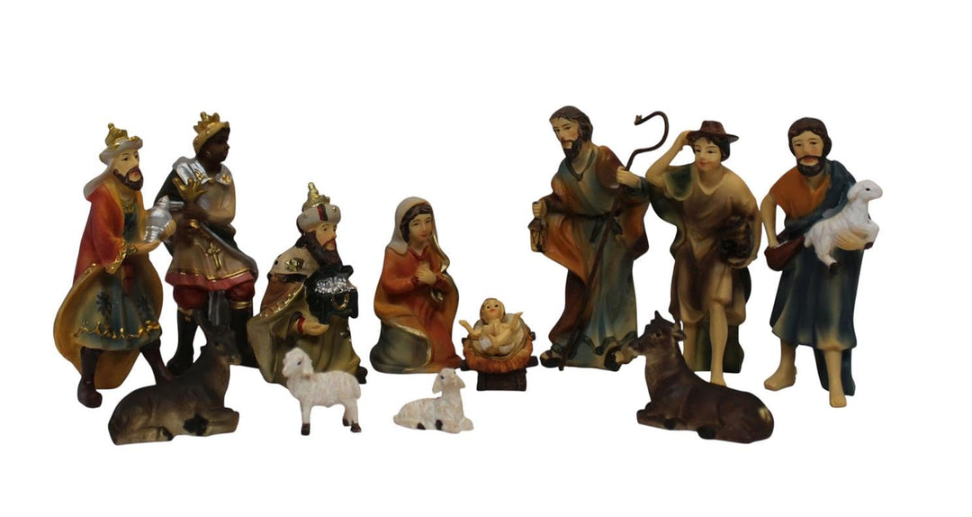 ZICOM Krippenfigur Miniaturfiguren Krippenset 12-teilig Höhe 8cm handbemalt Polyresin