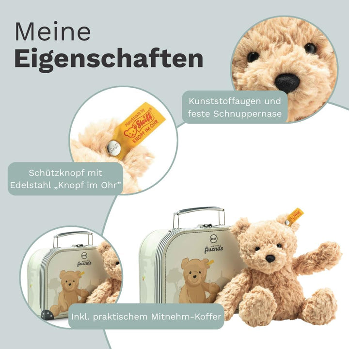 Steiff Kuscheltier Jimmy Teddybär im Koffer, Süsses Stofftier mit Kunststoffaugen, Kinder, Jungen &
