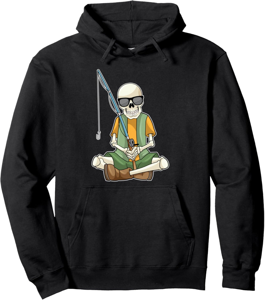 Skelett Angeln Angler Angel Pullover Hoodie