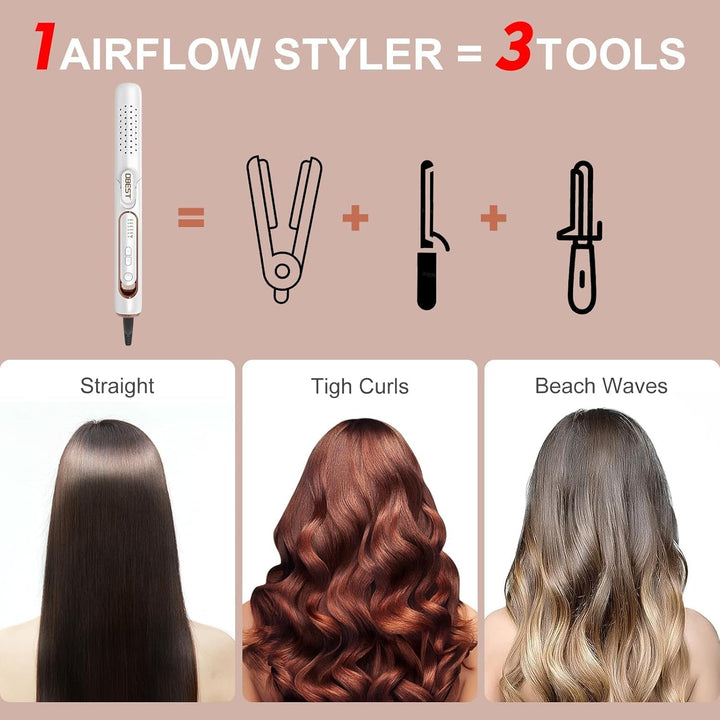 OBEST Airflow Curler Haarglätter und Lockenstab 2 in 1, Glätteisen Lockenstab, 30s Schnellaufheizung
