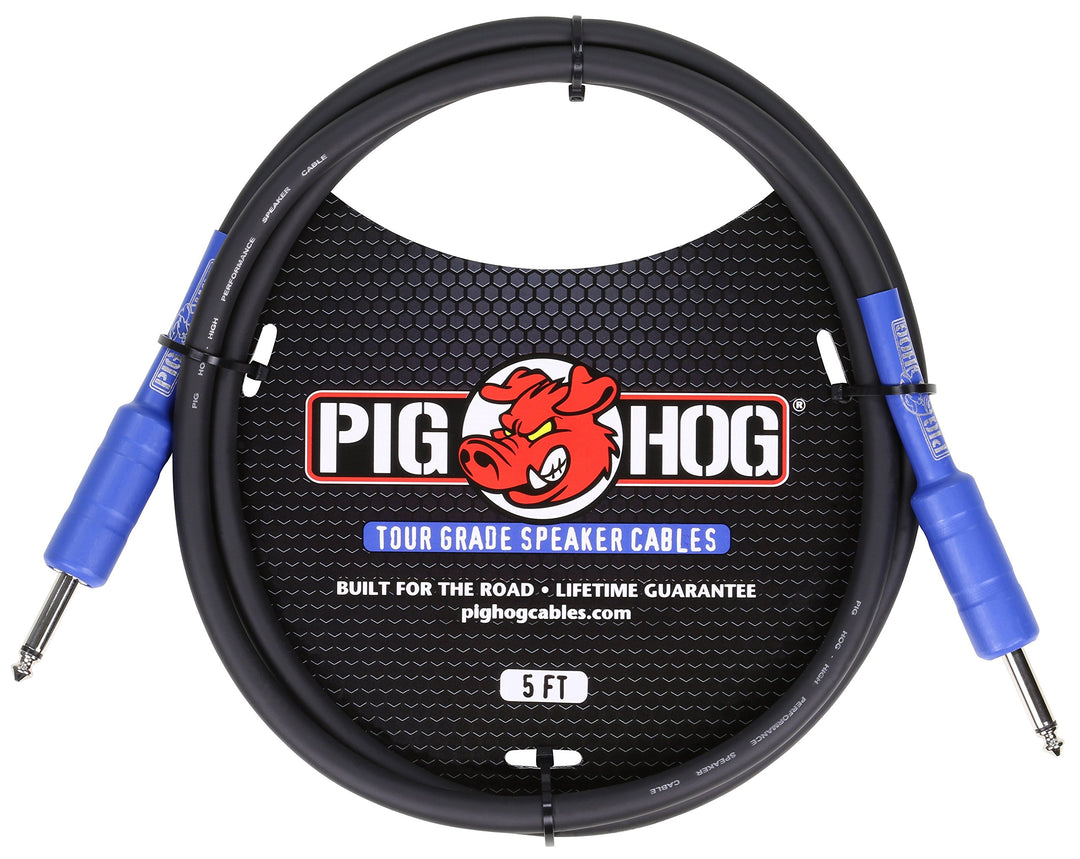 Pig Hog PHSC5 Hochleistungs-Lautsprecherkabel, 14 Gauge, 9,2 mm, 1/4 Zoll, 1,5 m, Schwarz 5 ft, 5 ft
