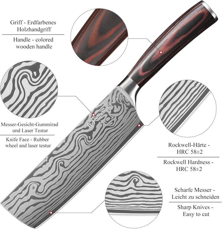 Sunnecko 18cm Küchenbeil Messer Küchenmesser - Klein Hackmesser Hackbeil Küchenmesser Kochmesser Pro