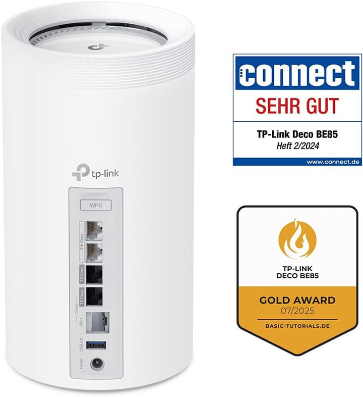 TP-Link Deco BE85 Wi-Fi 7 Mesh WLAN-Set, BE19000 Tri-Band-Router und Repeater (10 Gbit/s Ethernet/Gl