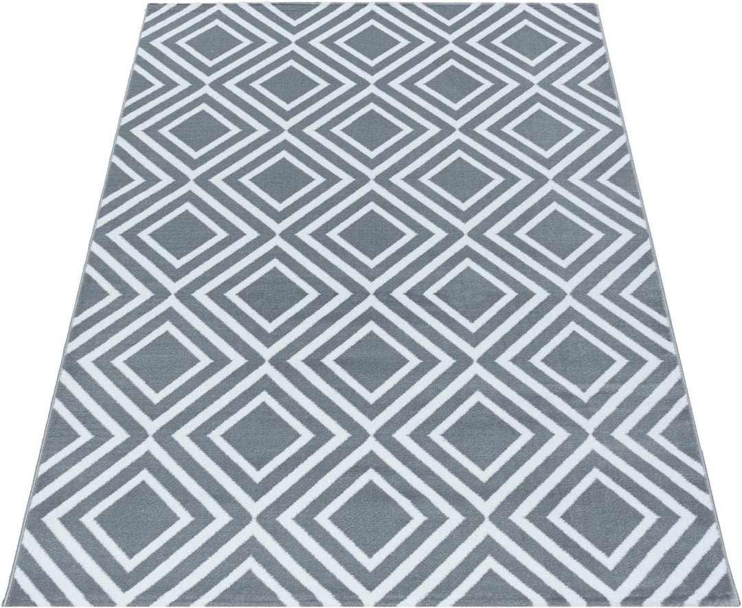 HomebyHome Teppich Wohnzimmer 80x250 cm Läufer Flur Grau Skandinavisch Design - Schlafzimmer Teppich