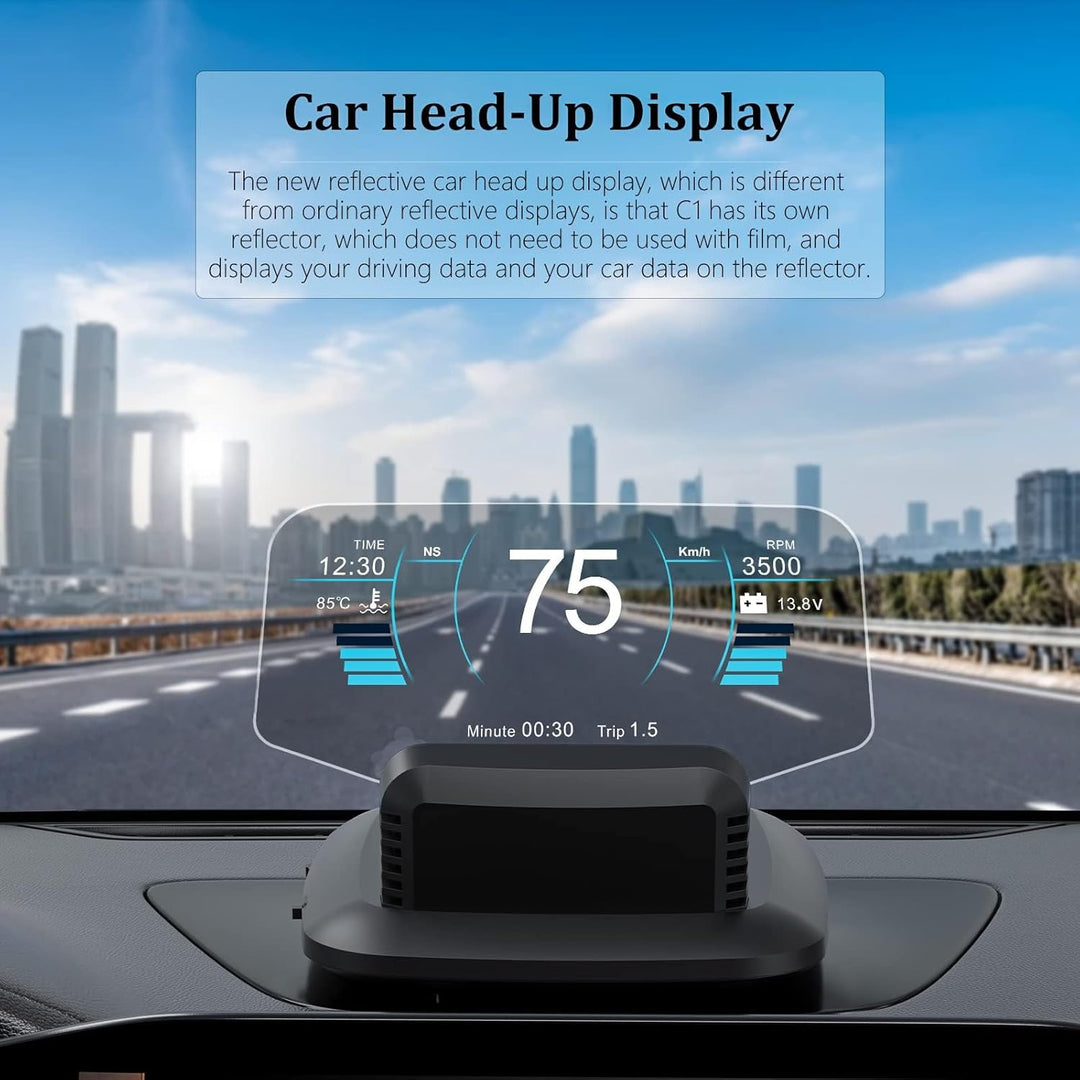 AMROOLOO Dual-System Pkw-Head-Up-Display, Anzeige mehrerer Funktionen, GPS, Tacho, OBD, Pkw-Armature