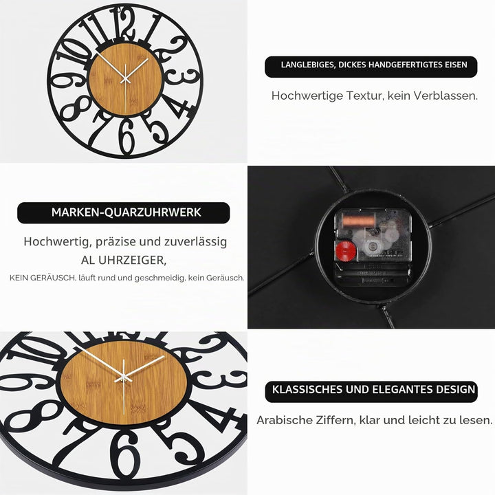 Mee 2ou Grosse Wanduhr Tickgeräusche, 34CM/14 Zoll Lautlos, Geräuschlose, Batteriebetrieben, Modern,