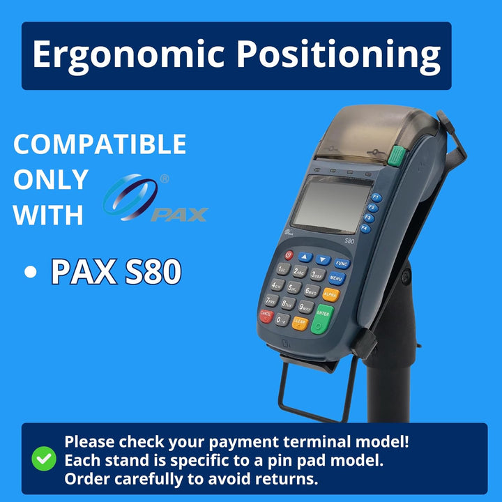 Stand PAX S80 Card Reader Payment Terminal, Swivels 180 ° and Tilt 45 ° 3M Adhesive Professional for