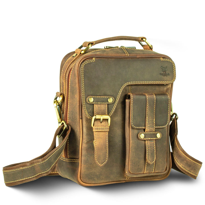 MATADOR Schultertasche Echt Leder Herren Hochwertige Arbeittasche Umhängetasche Ledertasche Tabletta