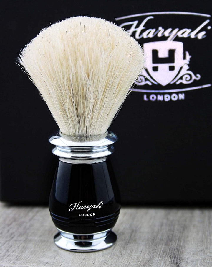 Haryali London Black Herren-Rasierset mit 5-Kant-Rasiermesser, Rasierpinsel, Alaunstift und Rasierst