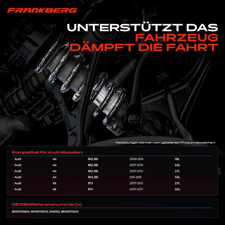 Frankberg 2x Federn Fahrwerksfeder Hinterachse Kompatibel mit A4 8K2 B8 2007-2015 A5 8T3 2007-2017 R