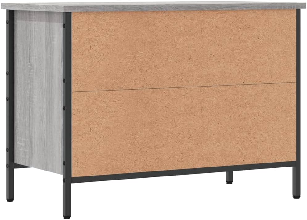 Schuhschrank 69x35x50cm Grau Sonoma Holzwerkstoff,Pulverbeschichtetes Stahl Vorratsschrank Schuhaufb