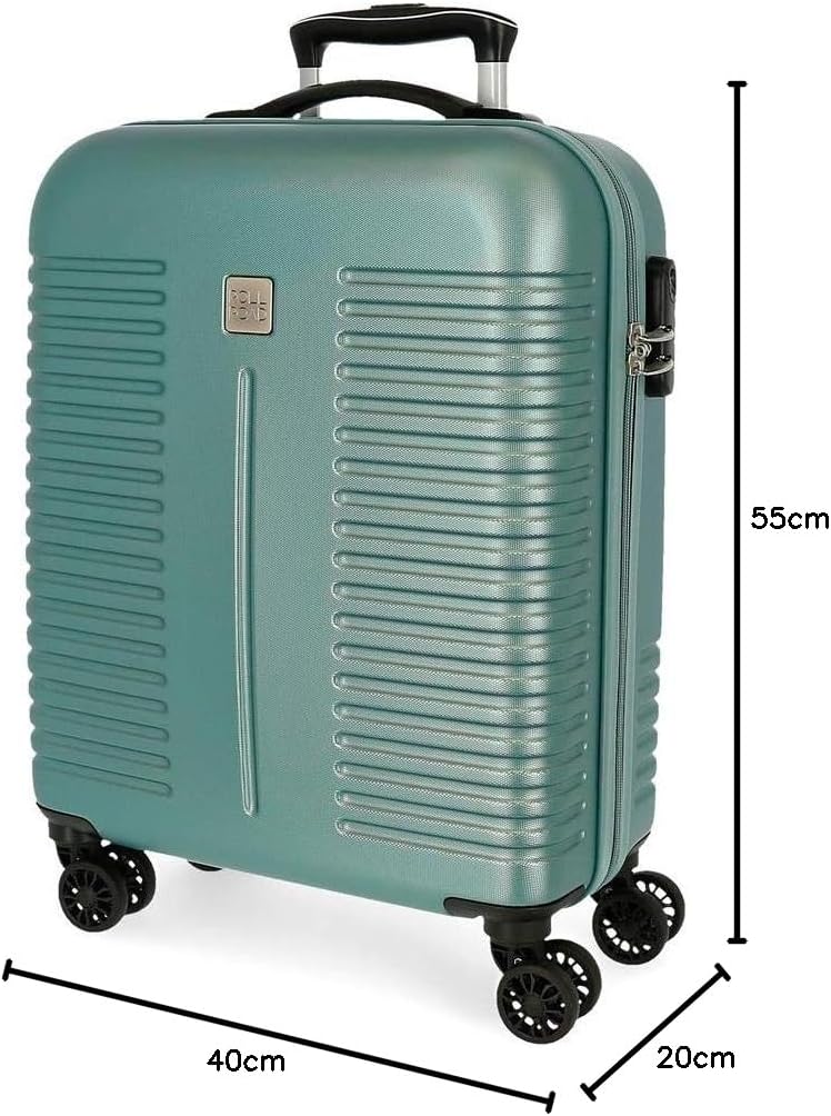 Roll Road India Kabinenkoffer Grün 40x55x20 cms Hartschalen ABS Kombinationsschloss 37L 2,5Kgs 4 Dop