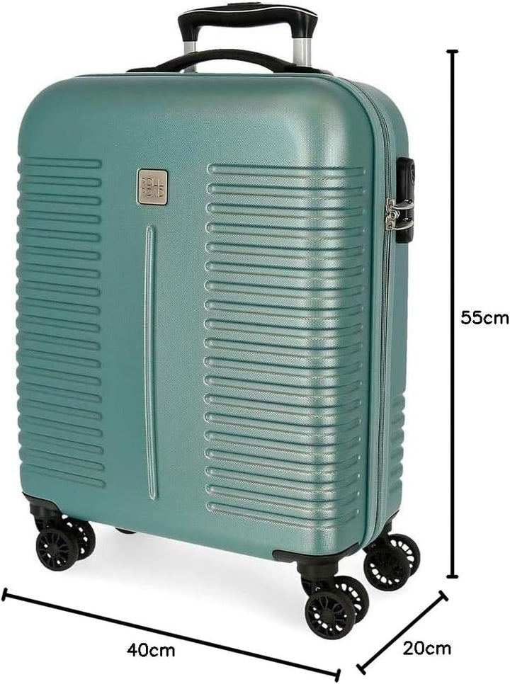 Roll Road India Kabinenkoffer Grün 40x55x20 cms Hartschalen ABS Kombinationsschloss 37L 2,5Kgs 4 Dop