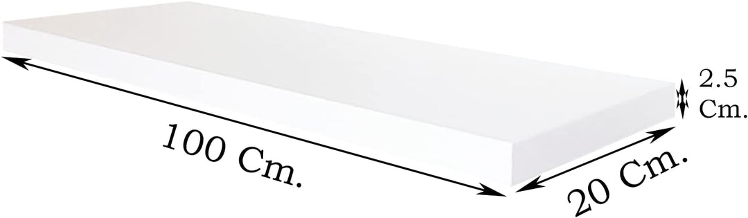 Henor Wandregal FSC® Holzwandregal 100 x 20 x 2.5 cm. Laden Sie 25 kg. Weiss 100 Weiss, P-20 Cm., 10