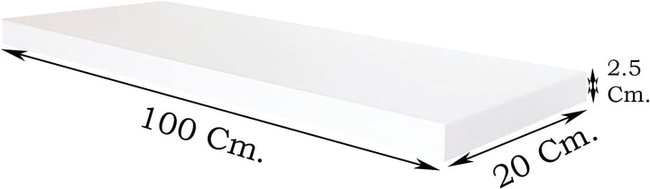 Henor Wandregal FSC® Holzwandregal 100 x 20 x 2.5 cm. Laden Sie 25 kg. Weiss 100 Weiss, P-20 Cm., 10