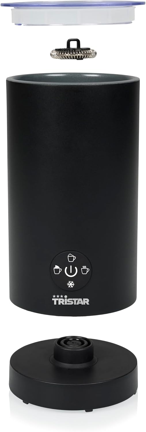Tristar Milchaufschäumer, 4-in-1 Funktion, 500 W Leistung zum Erhitzen und Aufschäumen von Milch, Ei