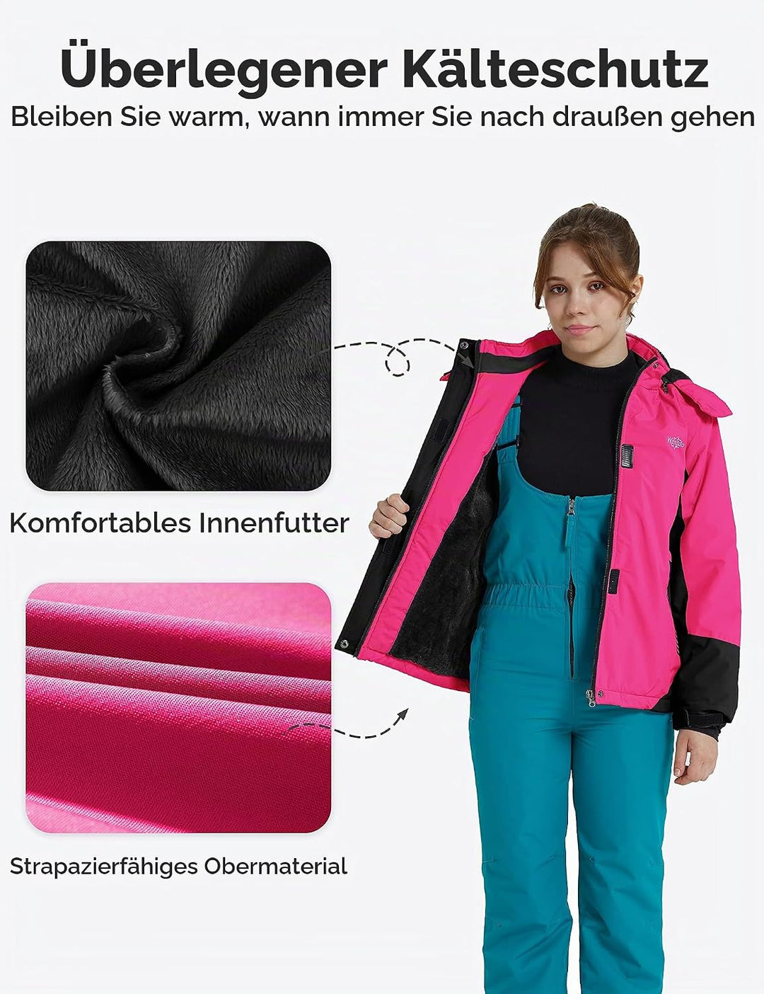 Wantdo Mädchen Berg Ski Jacke Warmer Winter Fleece Mäntel Wasserdichter Atmungsaktive RegenMäntel Ou