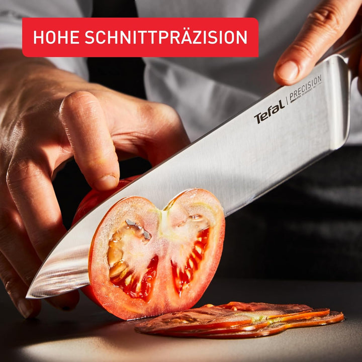 Tefal Precision Kochmesser 20 cm, schärfstes Messer, 22°-Klingenwinkel, Eishärtungstechnologie, Well
