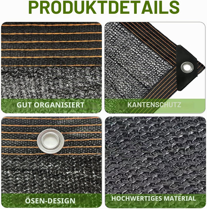 Sonnensegel - 2x2m mit öSen 90% Sonnenschutz Balkon Schwarz Markise Stoff TerrassenüBerdachung Garte