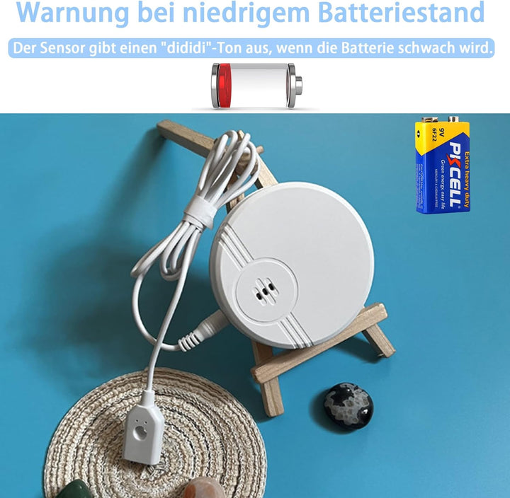 Erdiegle Wassermelder Wasseralarm 2 Pack, 135dB Wasser Sensor Alarm Wasserwarner Flut Detektor für K