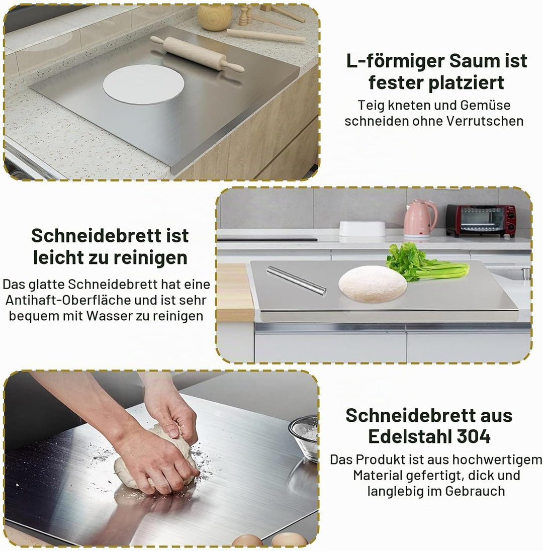 Edelstahl-Schneidebrett 30 x 40cm,Küche Schneidbrettchen,Schweres Schneidebrett zum Kochen, Backen B