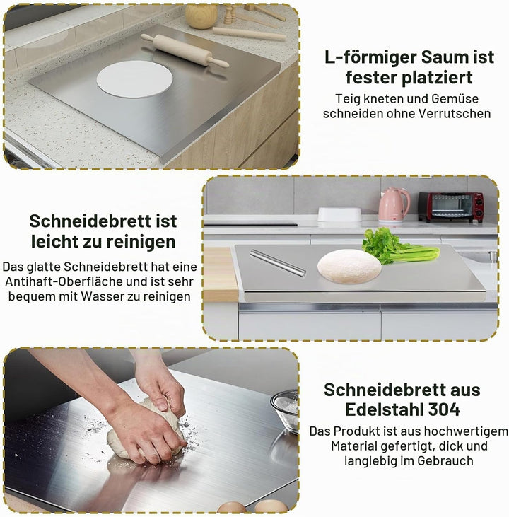 Edelstahl-Schneidebrett 30 x 40cm,Küche Schneidbrettchen,Schweres Schneidebrett zum Kochen, Backen B