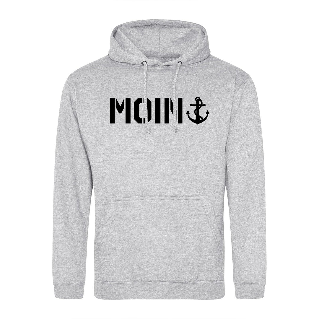 huuraa Unisex Hoodie Moin Anker Schriftzug Pullover Vegan Grösse XXL Heather Grey mit Motiv für Nord