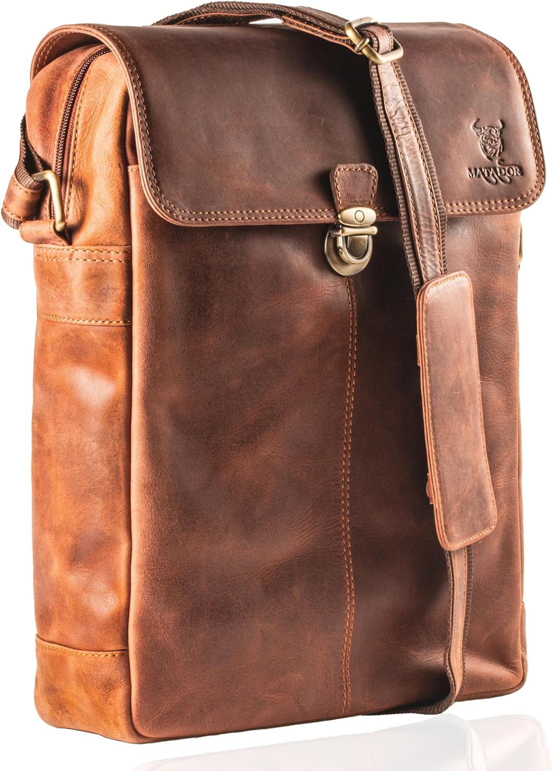 MATADOR Schultertasche Leder Herren Arbeitasche Damen Handttasche Umhängetasche Gross Dokumententasc