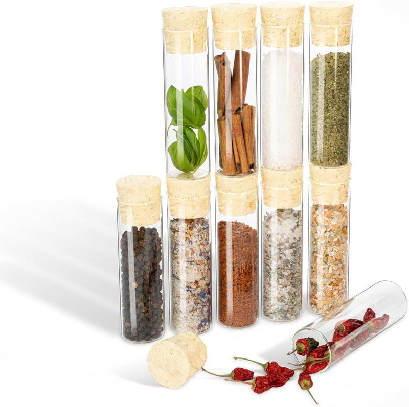 Tuuters 25x Gewürzgläser mit Natur-Korken, kleine Glas-fläschchen für Gewürze (100 x Ø30 mm), 100 x