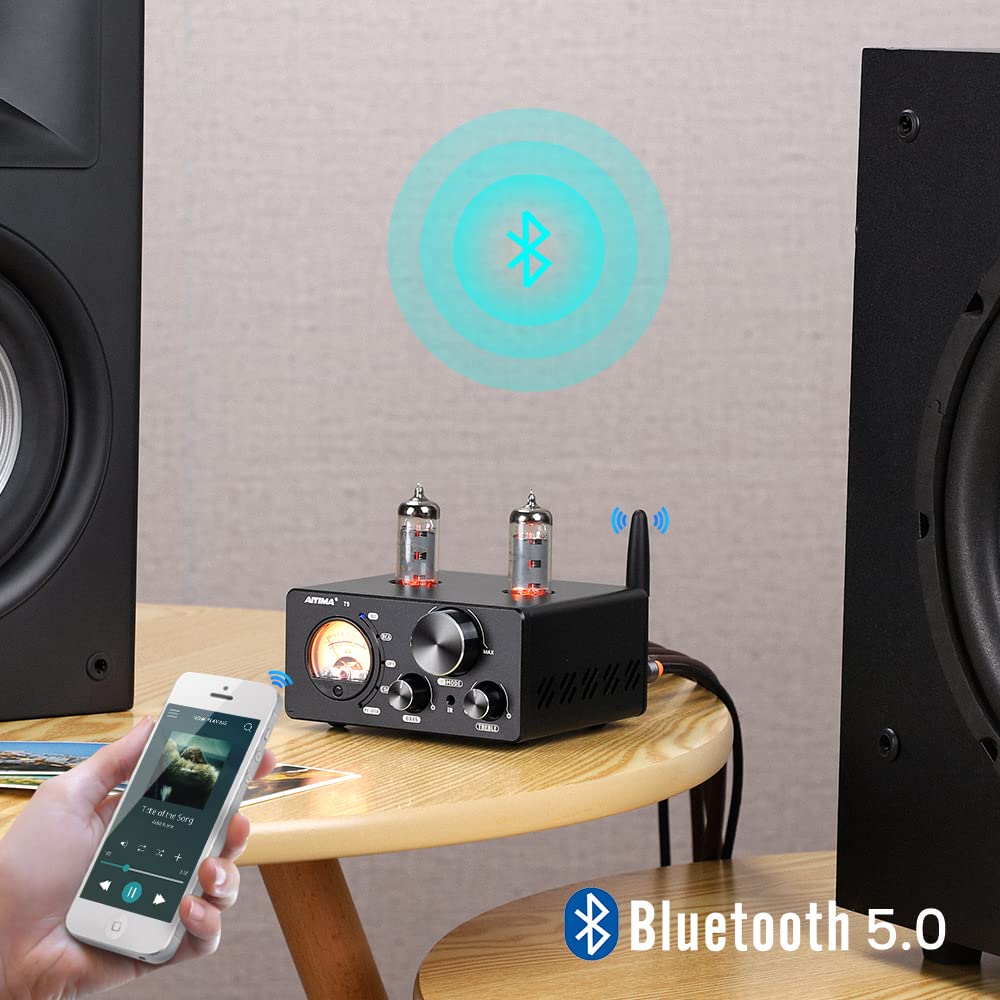 Aktualisierung AIYIMA Tube T9 Bluetooth 5.0 6K4 Vakuumrohrverstärker USB DAC 100W Stereo-Empfänger A