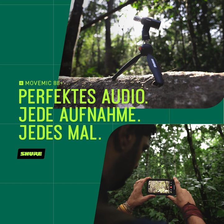 Shure MoveMic 88+ Drahtloses Mikrofon - Professioneller Audio-Recorder für Film-/Feld-Aufnahmen und