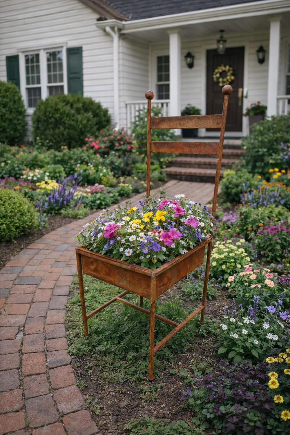 Blümelhuber Rost Deko für Garten Metallstuhl -Rostige Vintage Garten Dekoration zum Bepflanzen - Gar