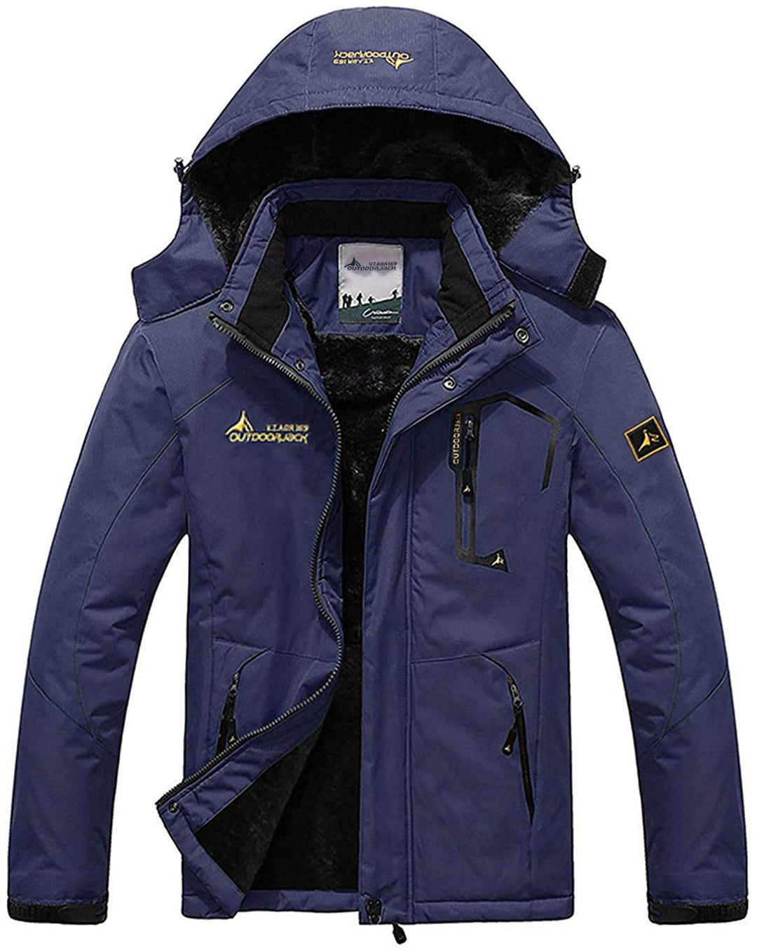 Memoryee Herren Ski Jacke Warmer Gefüttert Winter Fleece Mantel Wasserdichter mit Abnehmbarer Kapuze